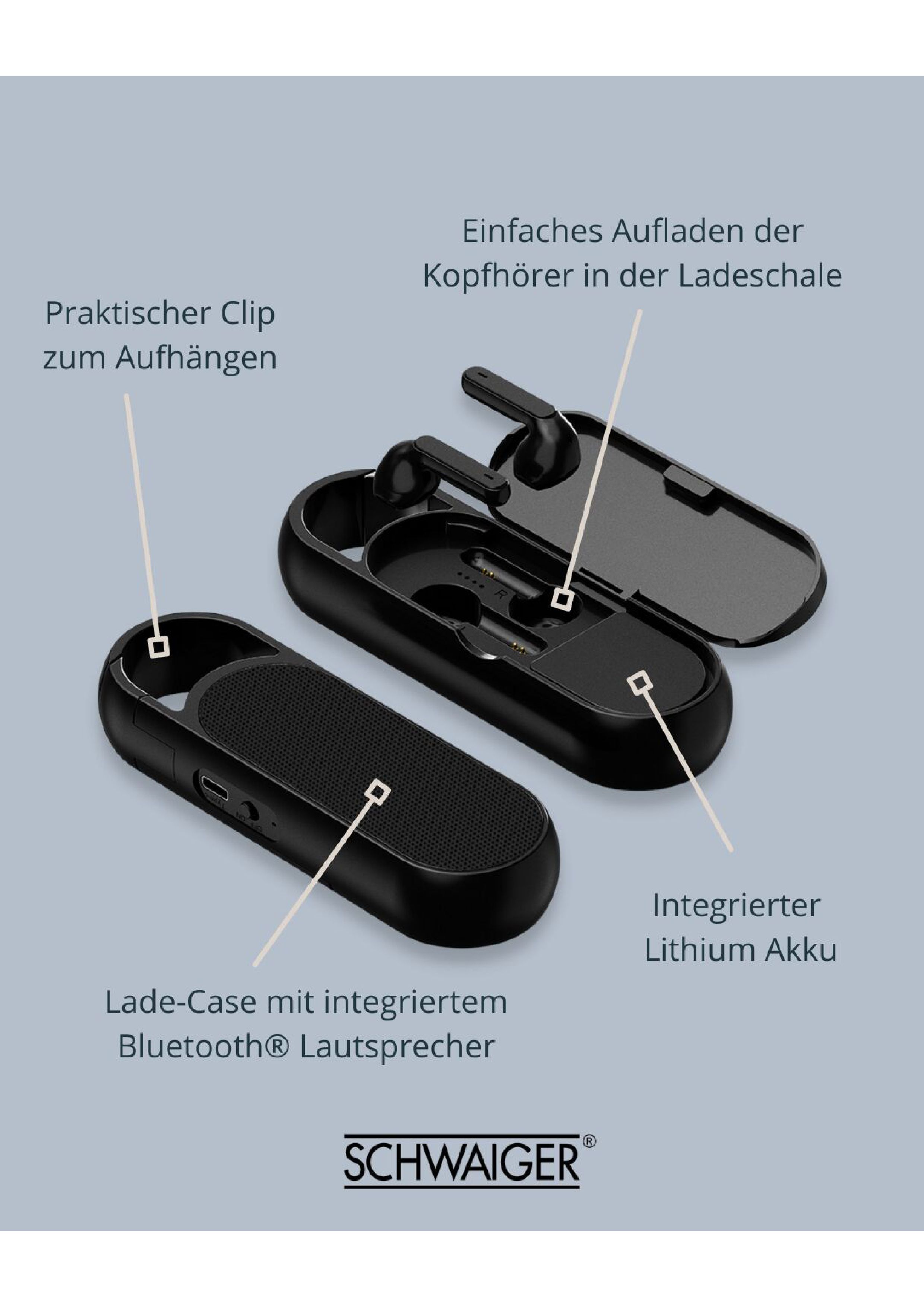 Schwaiger TWS Kopfhörer mit Bluetooth Lautsprecher
