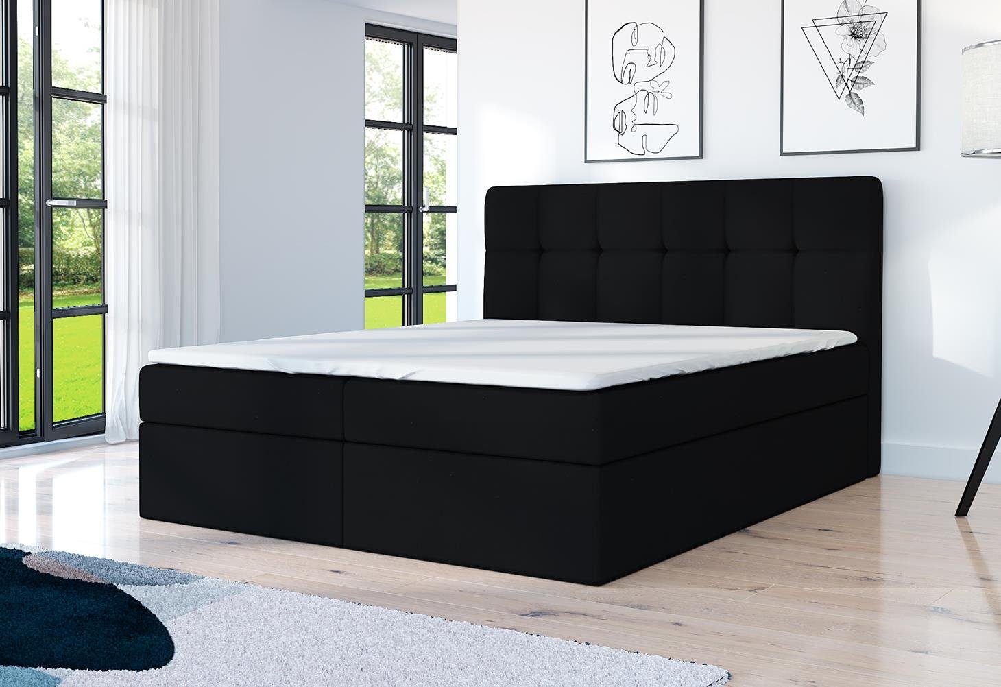 A&J MöbelLand GmbH Boxspringbett REF mit 2 Bettkästen, Bonell-Matratze und Topper.