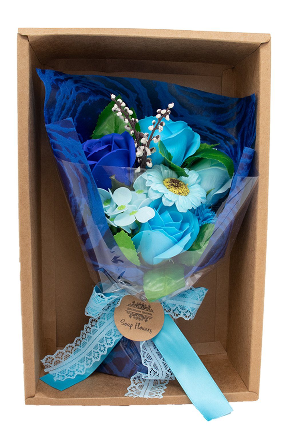 Seifen-Set Seifenblumen Bouquet Blumenstrauß Blau
