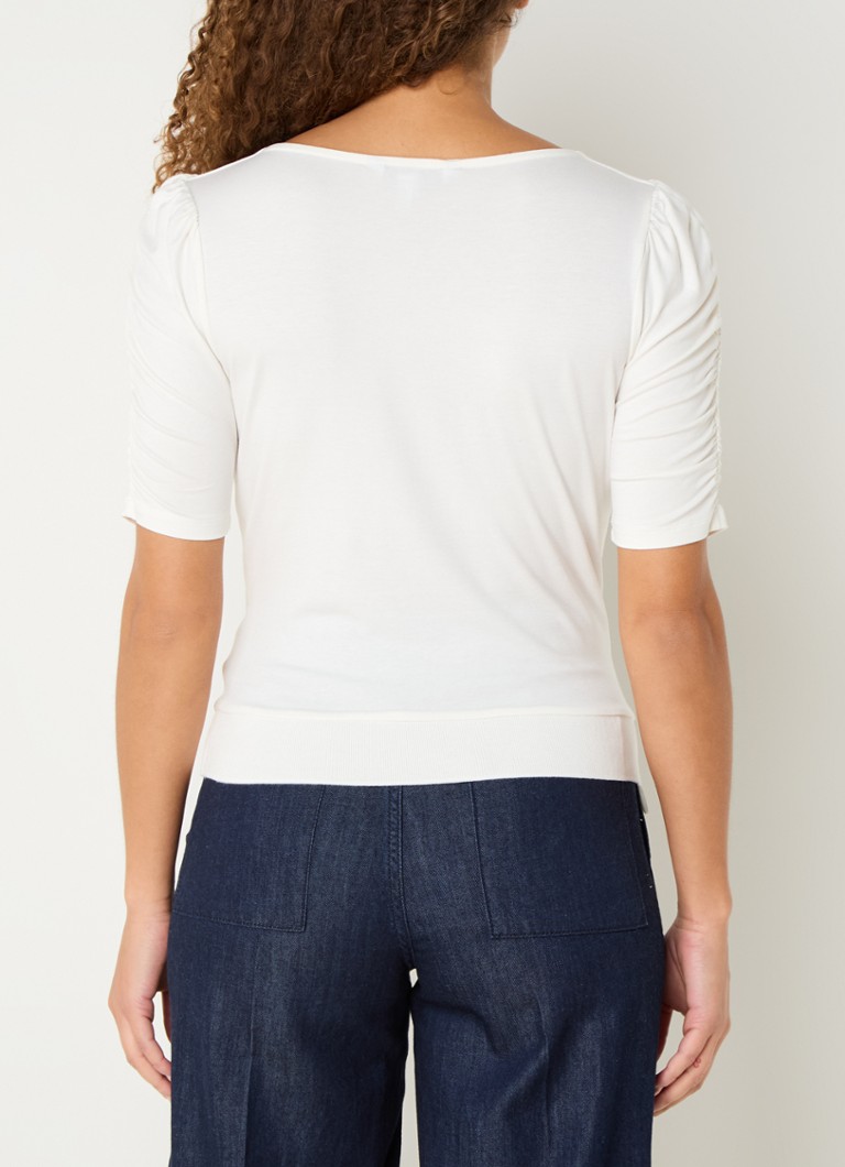 LKBennett Diana T-shirt with boat neckline and pleat detail