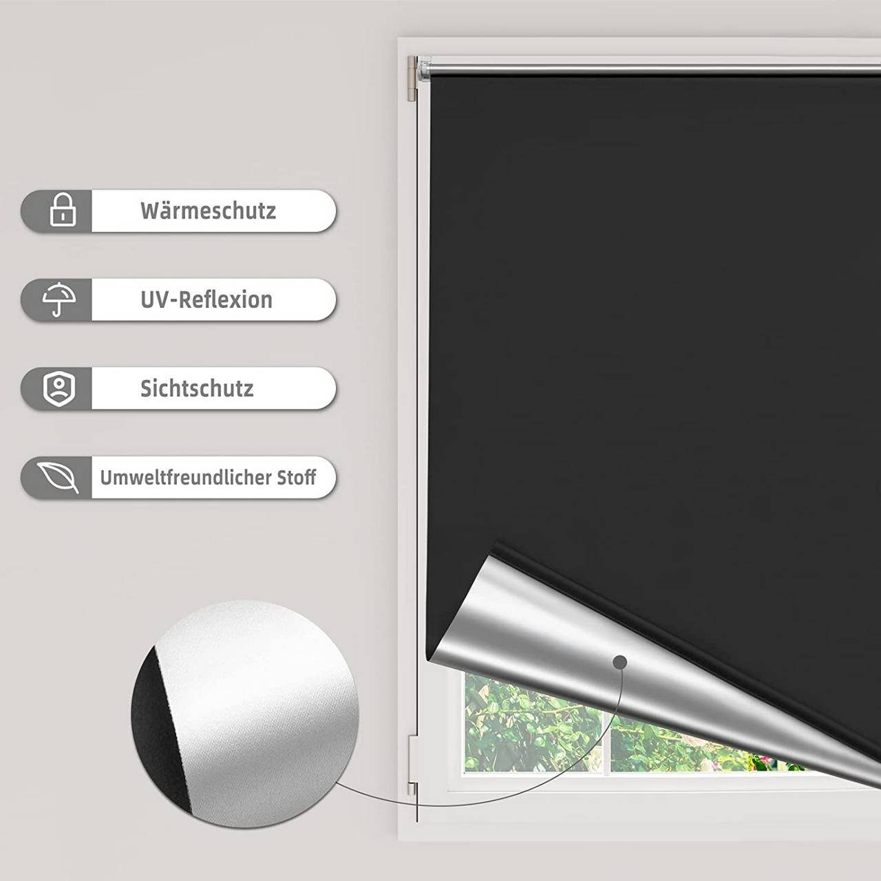 Verdunklungsrollo, Woltu, verdunkelnd, verspannt, Klemmfix, ohne Bohren easyfix