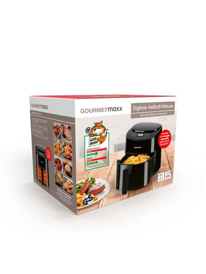 Gourmetmaxx GOURMETmaxx Heißluft-Fritteuse Digital - 4,5l - 1400W - schwarz günstig kaufen onesize