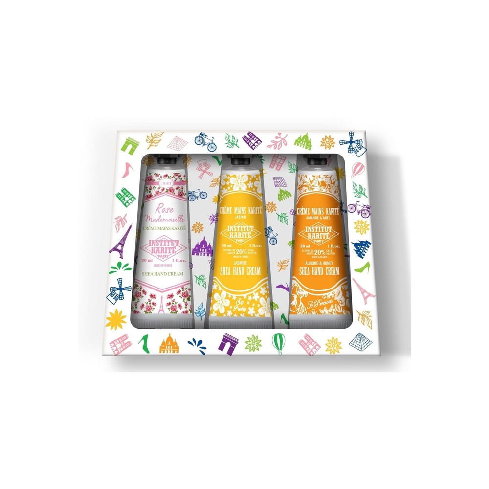 Institut Karité Paris Trio Parisien - Rose Mademoiselle, Amande & Miel, Jasmin Crèmes Mains