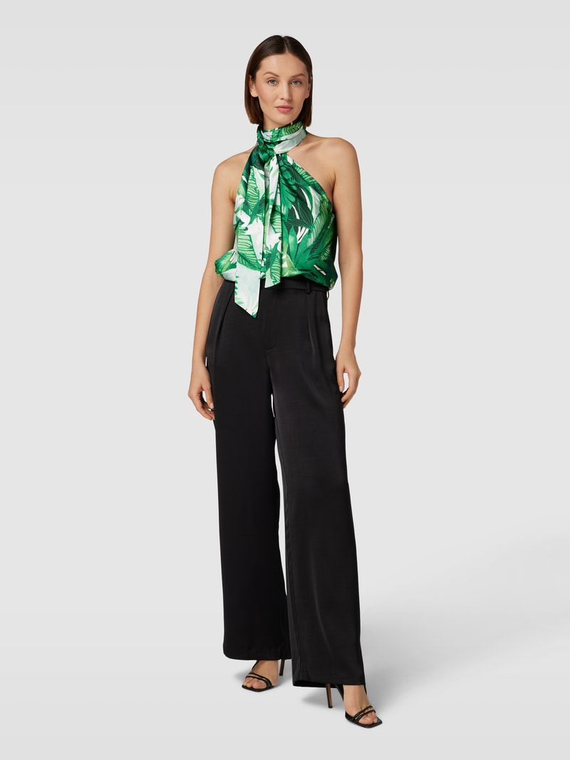 Crop Top mit floralem Allover-Muster in grün