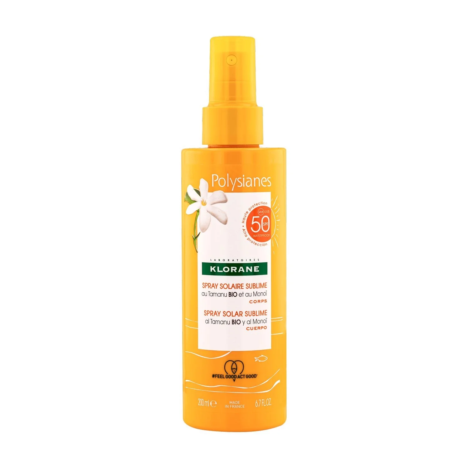 Polysianes Sublime Sun Spray SPF 50 con Monoï y Tamanu BIO - Spray solar corporal de alta protección.
