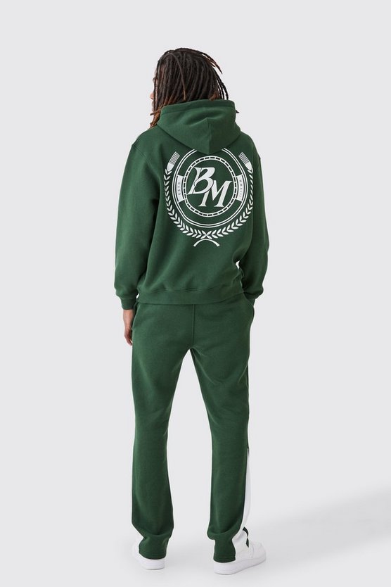 Oversize Trainingsanzug mit Homme Bm Print und Kapuze