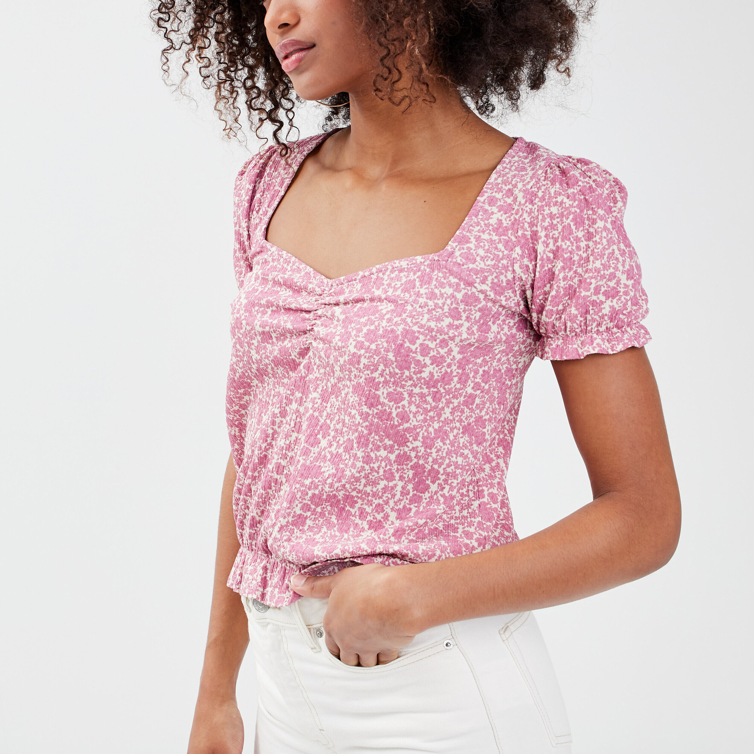 T-shirt manches courtes blanc femme | Cache Cache