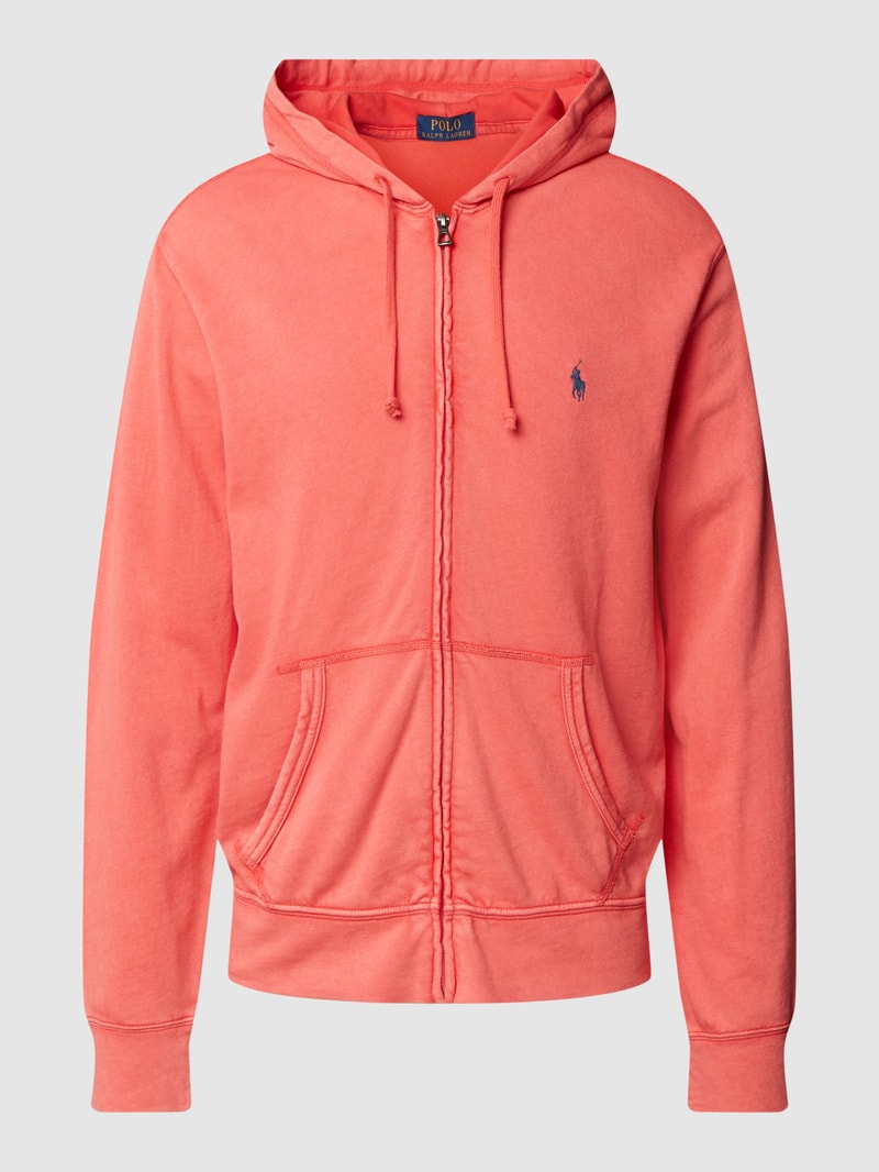 Sweatjacke mit Label-Stitching in rot