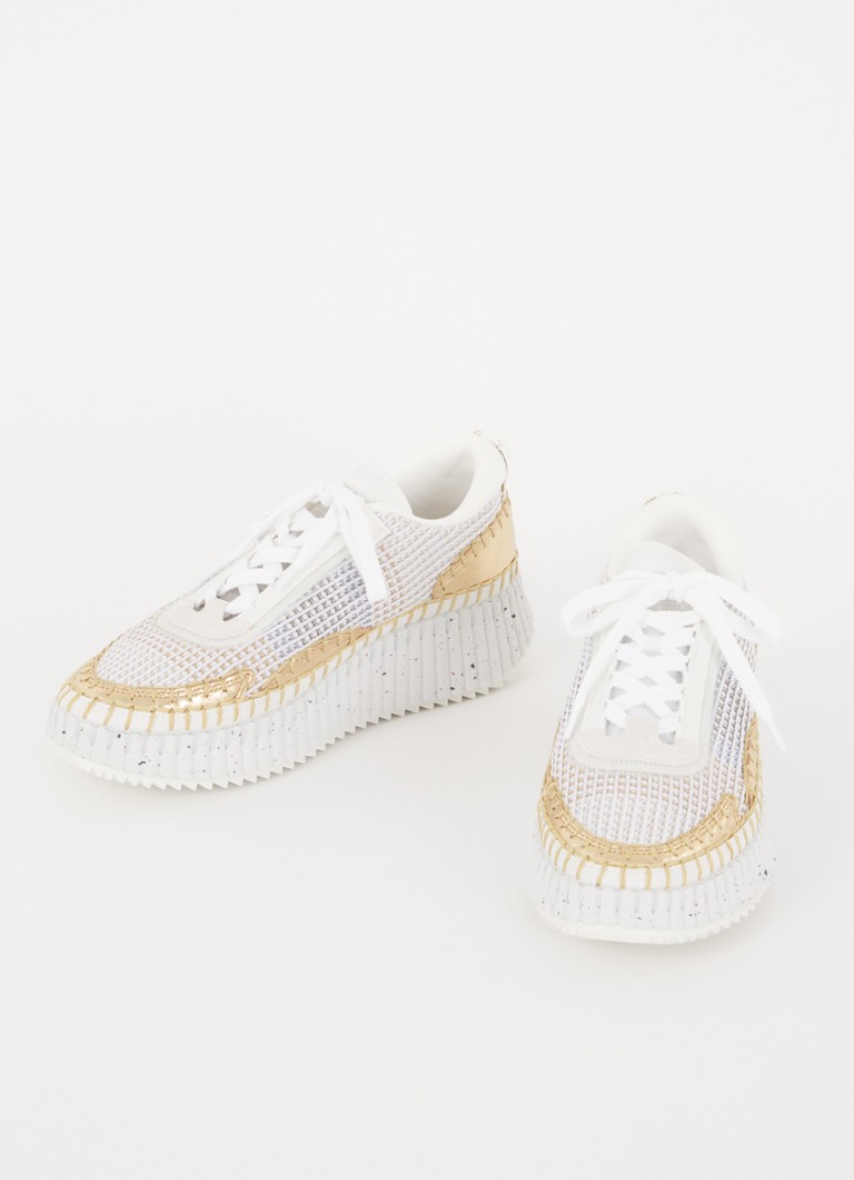 Chloé  Nama sneaker met gebreid bovenwerk en metallic details