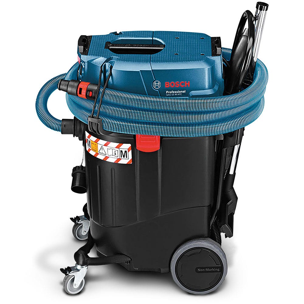 Aspirador industrial BOSCH 1380W 55L Classe M para uso em superfícies secas e úmidas GAS 55 M AFC 06019C3340