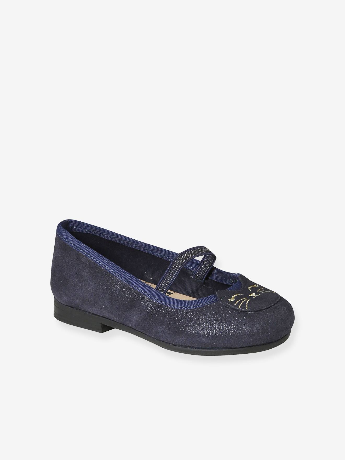 Vertbaudet Mädchen Ballerinas mit Anziehtrick - marine