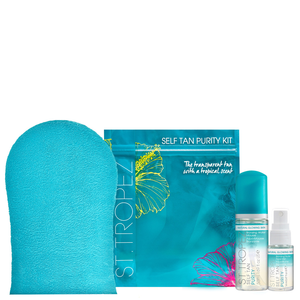 st tropez Mini Kit Self Tan Purity Mousse + Brume+ Gant Soins Autobronzants Visage et Corps
