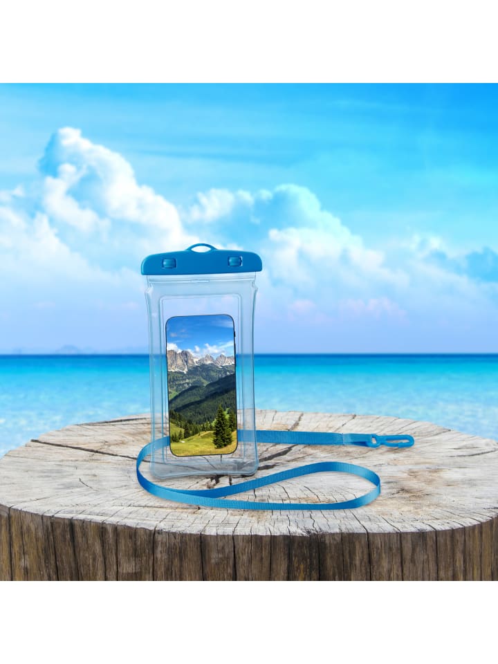 relaxdays 4 x wasserdichte Handyhülle in Blau günstig kaufen onesize