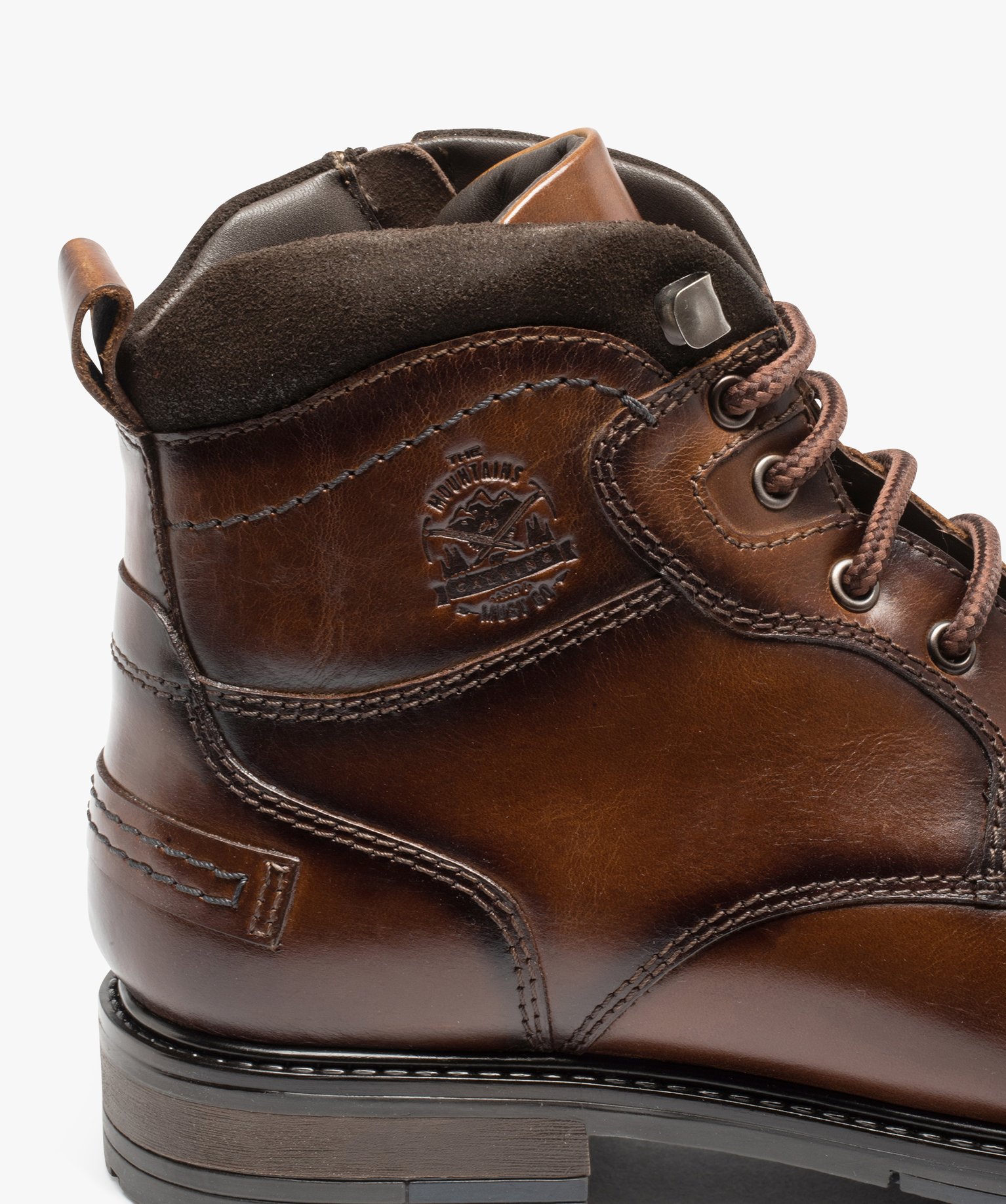 Boots homme dessus en cuir uni à zip et à lacets marron | GEMO
