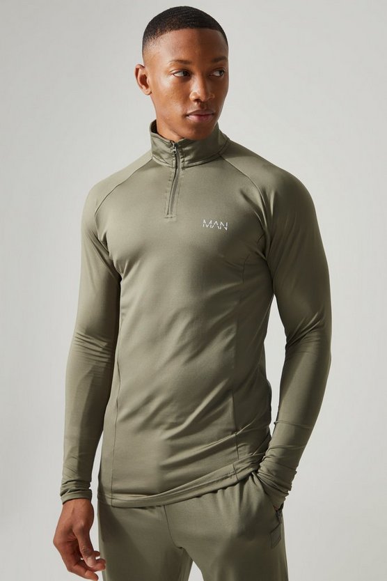 Muscle-Fit Gym Raglan Muscle-Fit Oberteil mit 1/4 Reißverschluss