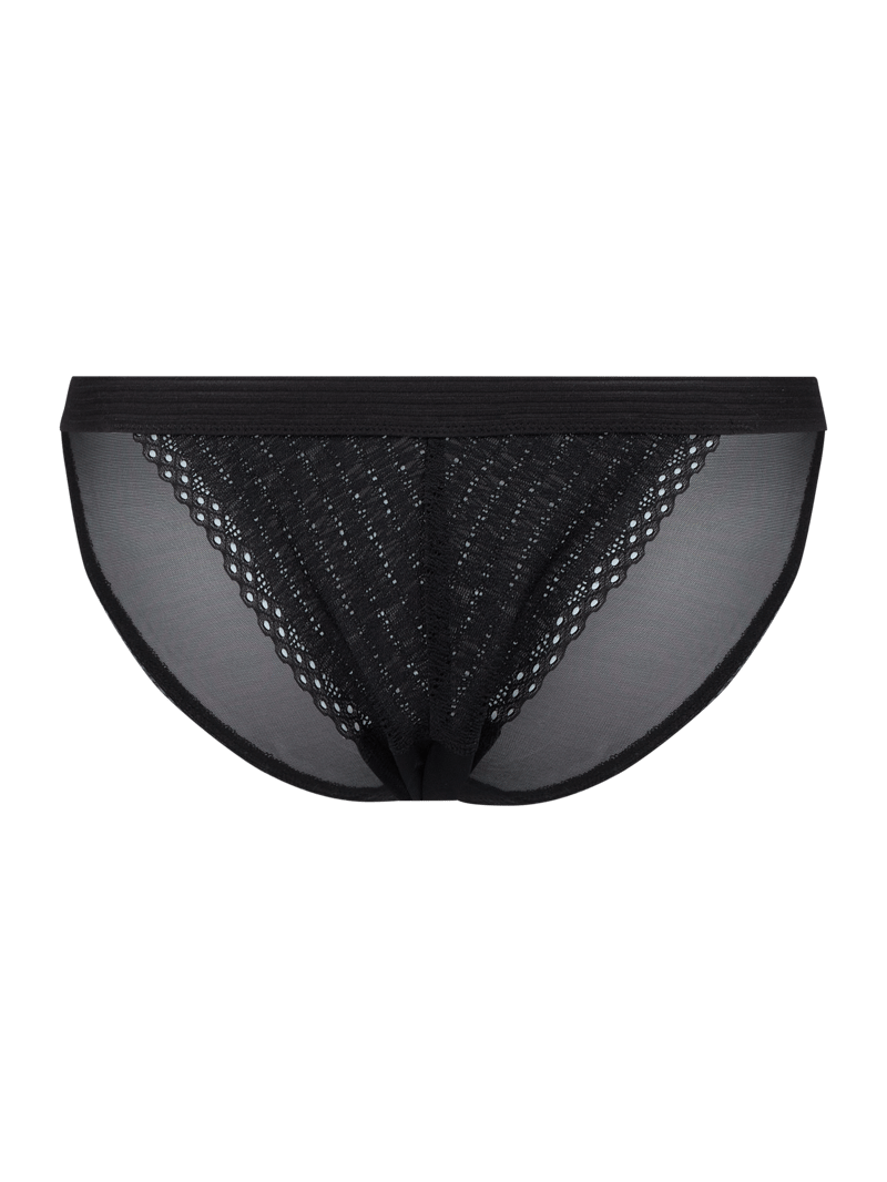 Slip aus Mesh und Spitze in schwarz