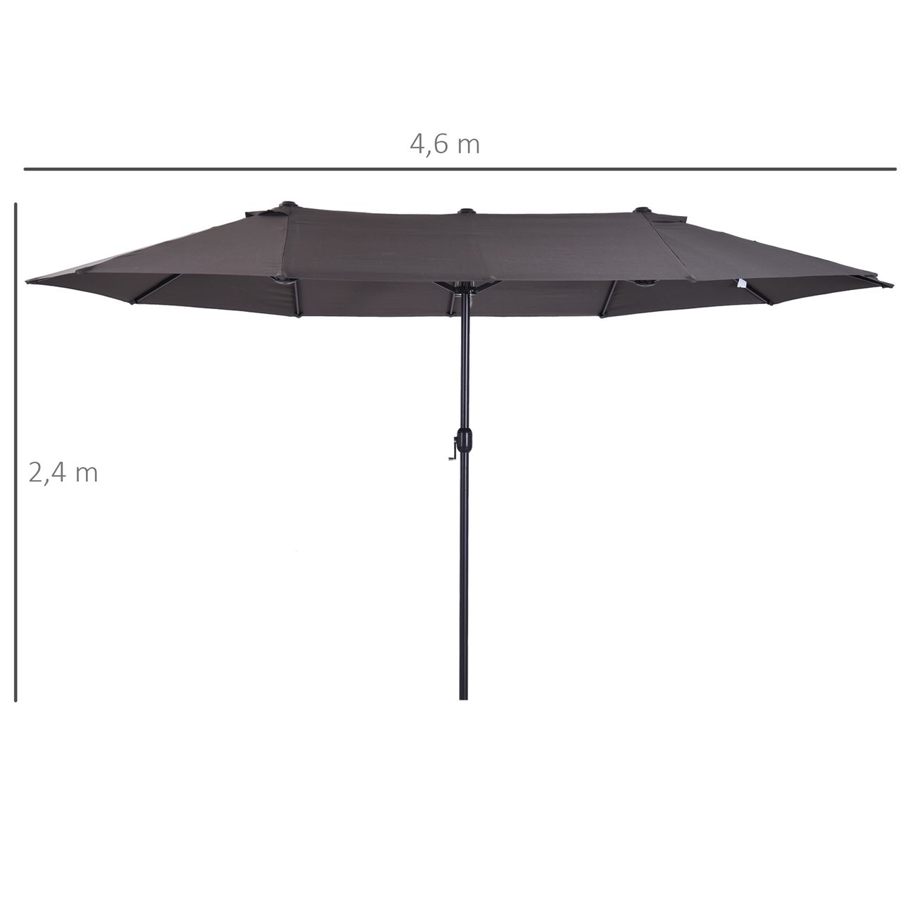 Outsunny Doppelsonnenschirm Gartenschirm Marktschirm mit Handkurbel 460 x 270 cm