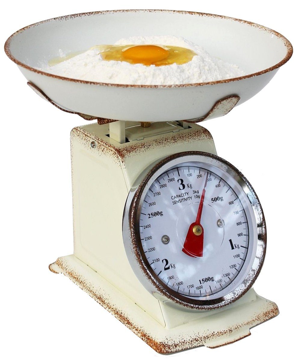 DanDiBo Küchenwaage Küchenwaage Analog Retro Mechanisch mit Schüssel bis 3kg Vintage