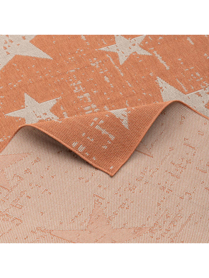 Pergamon In & Outdoor Teppich Flachgewebe Marbella Sterne in Orange günstig kaufen