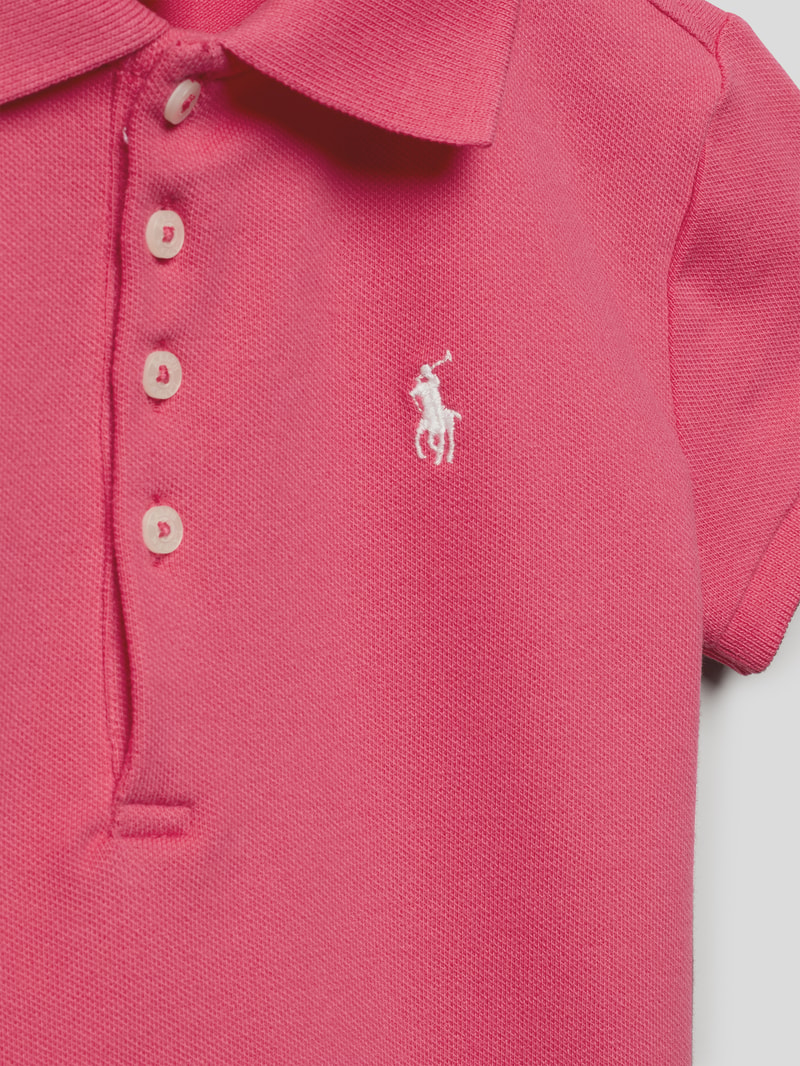 Poloshirt mit Logo-Stitching in pink