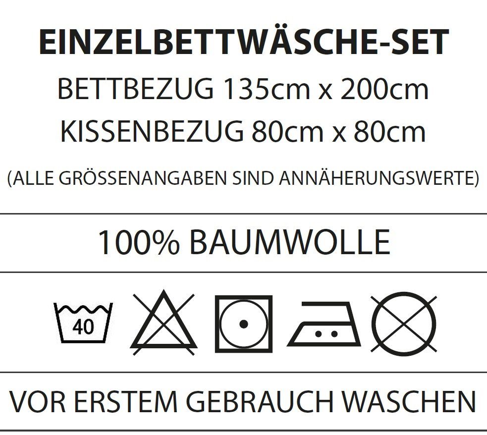 Bettwäsche 's Mickey Mouse 135x200 + 80x80cm aus 100% Baumwolle, Familando, Renforcé, 2 teilig, zum 100-jährigen Jubiläum mit Cartoon