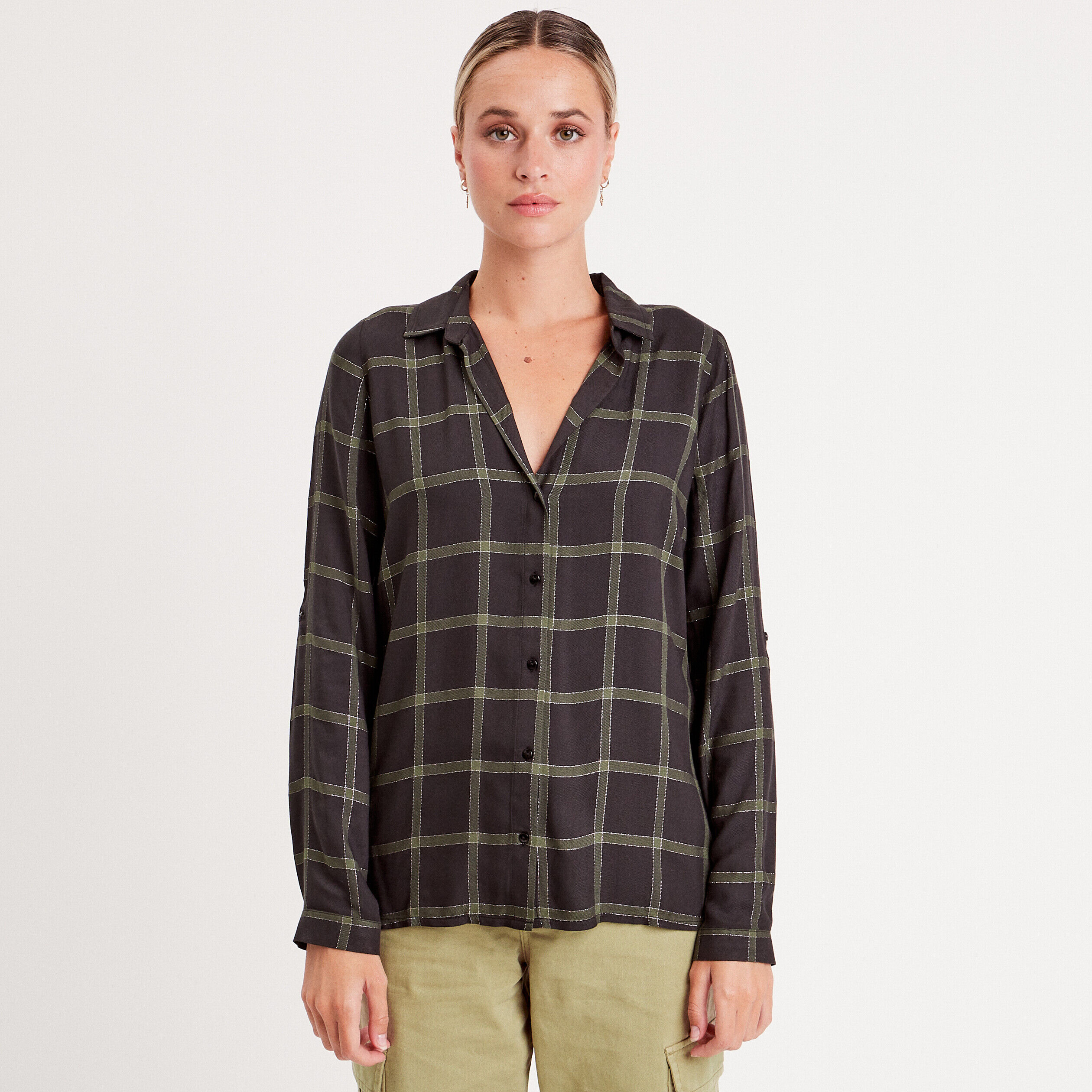 Chemise manches longues noir femme | Cache Cache