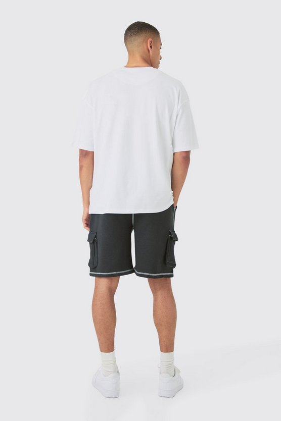 Lockere Man Cargo-Shorts mit Kontrast-Naht