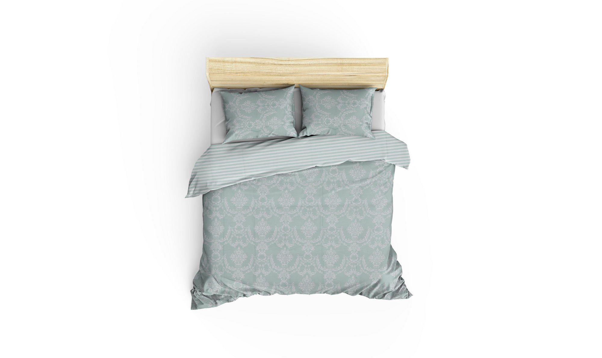 Bettdecke + Kopfkissen, EPJ1654, Wassergrün, 65% Baumwolle / 35% Polyester, L'Essentiel Linge de Maison