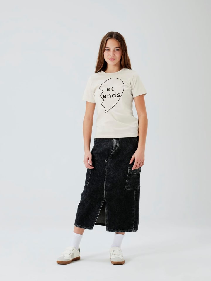 name it Jeansrock lang NKFMARIA DNM LONG CARGO SKIRT in black denim günstig kaufen
