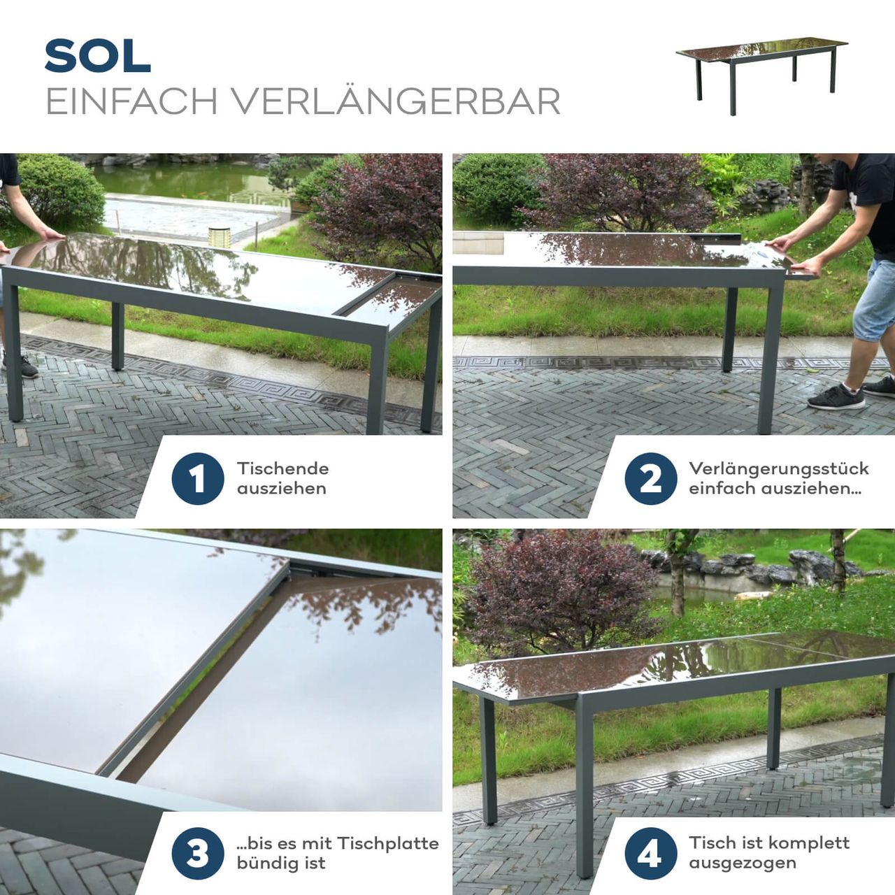 Home Deluxe Sitzgruppe SOL MADERA 8 Stühle