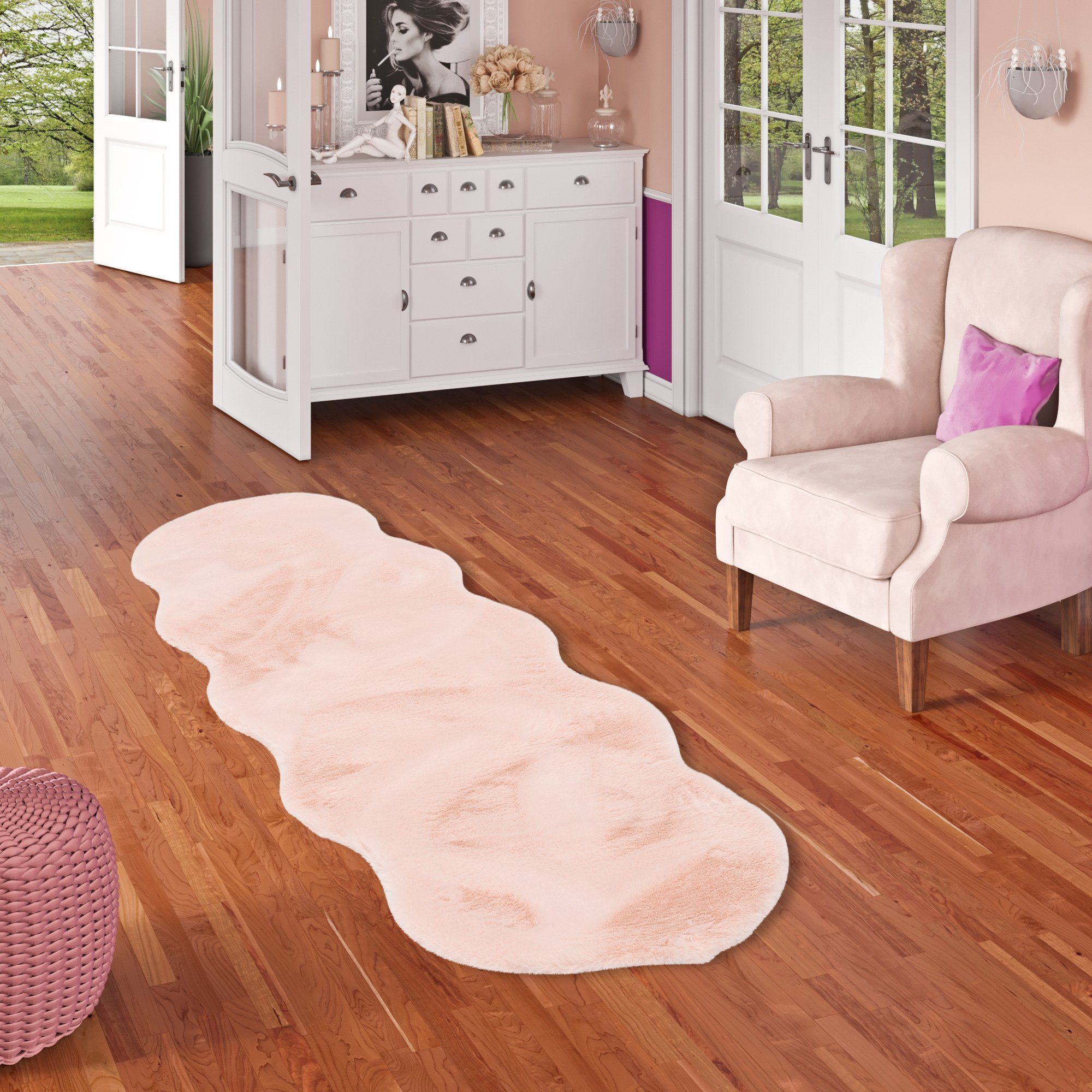 Fellteppich Luxus Super Soft Fellteppich Plush Shape XL, Pergamon, Shape, Höhe: 25 mm