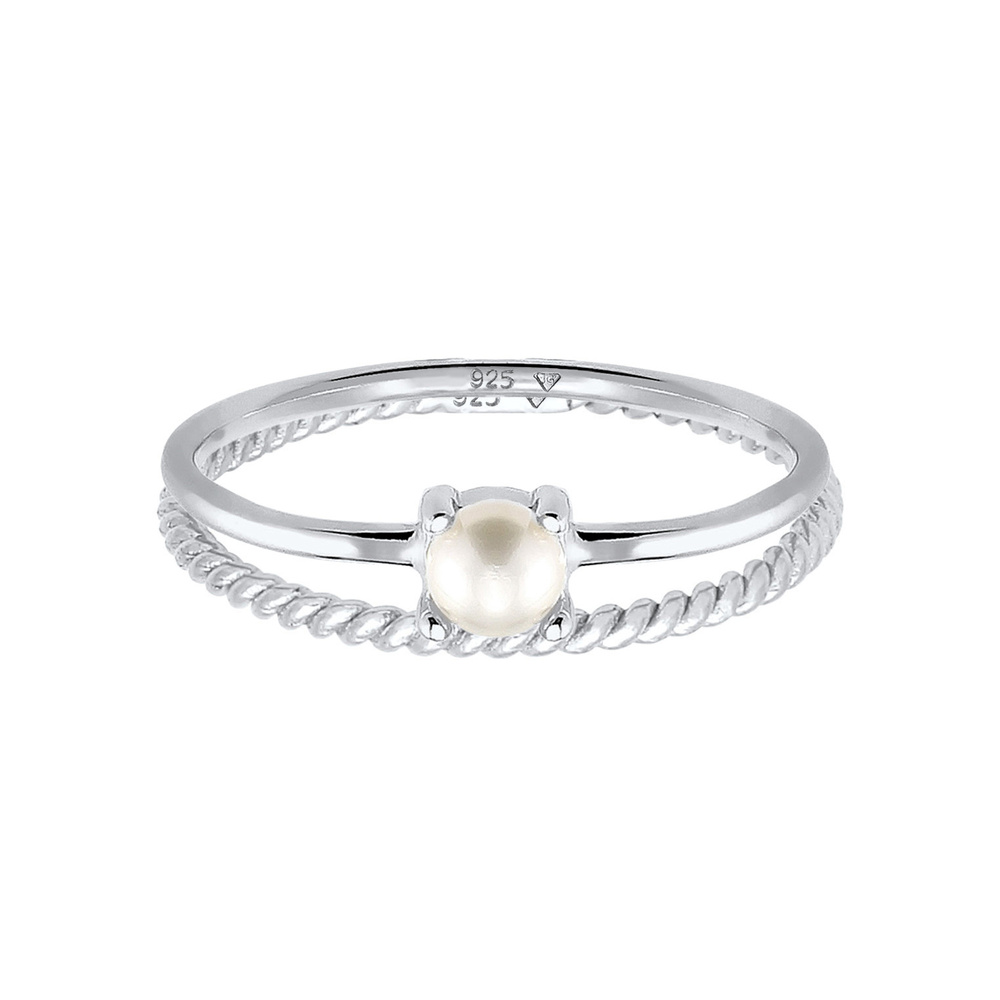 Elli PREMIUM Elli PREMIUM Bague Femmes Twisted set de 2 avec perle de culture d'eau douce en a Bague