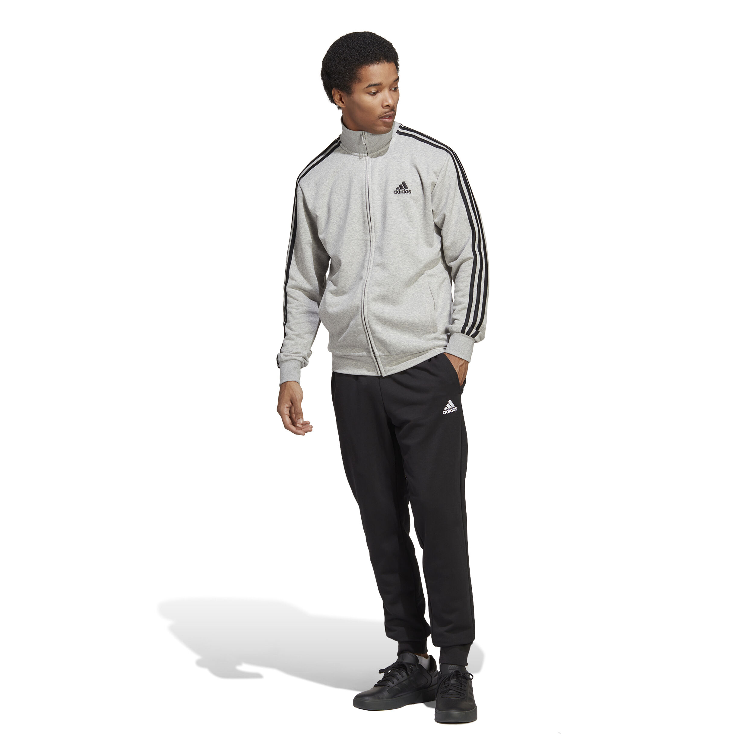Sportswear Basic 3-Stripes French Terry Trainingsanzug Herren - Grau, Schwarz