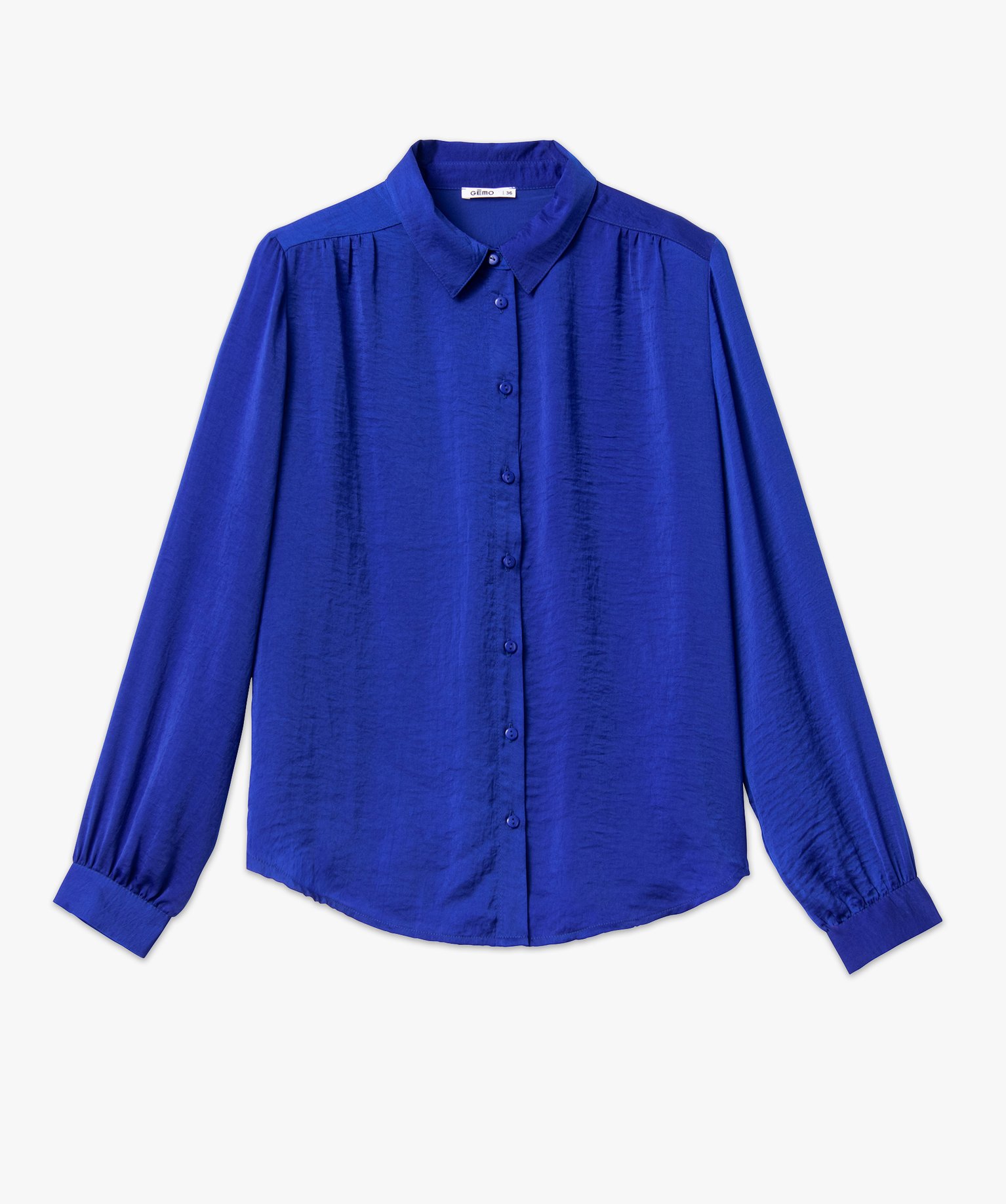 Chemise en satin à manches longues femme bleu | GEMO