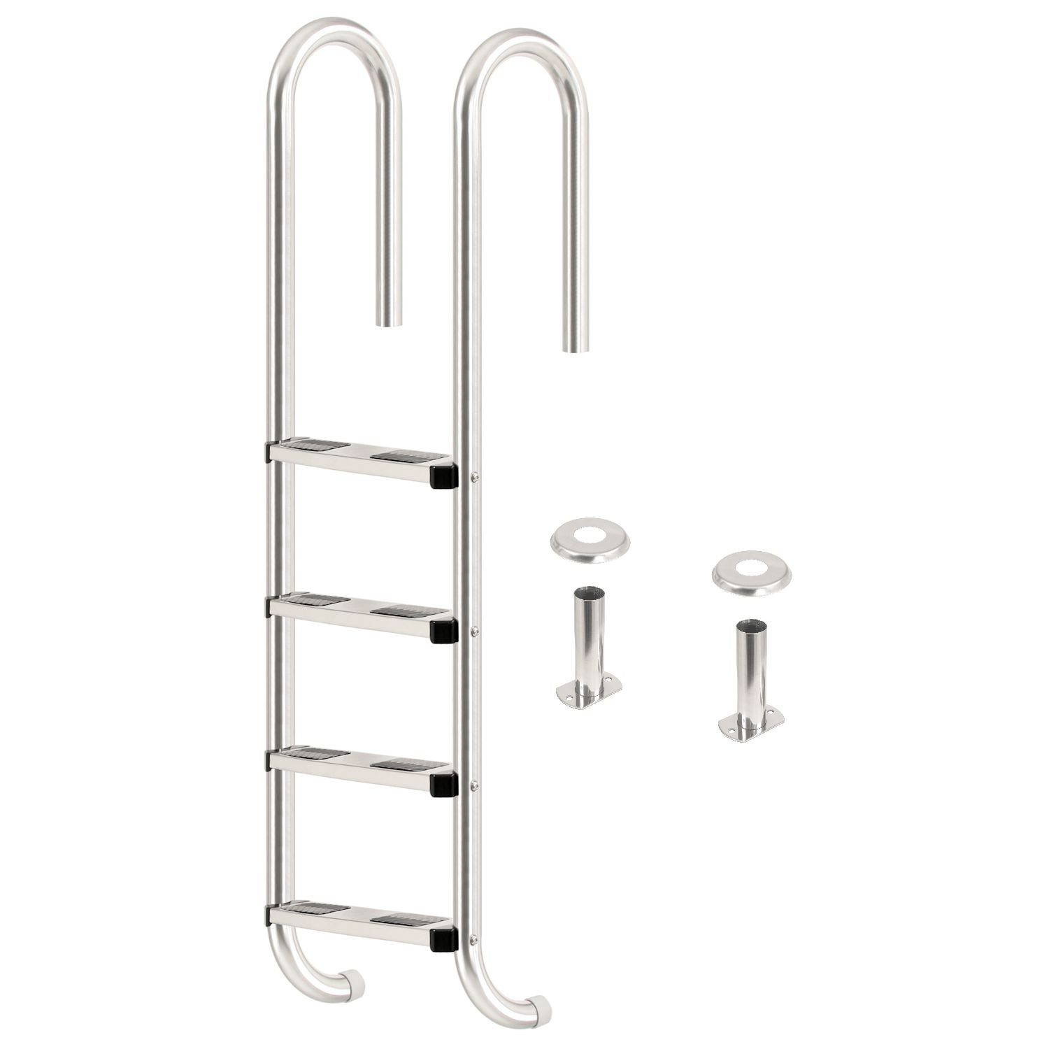 Zelsius Poolleiter Edelstahl Poolleiter mit 4 Stufen, 50 x 26,5 x 157 cm