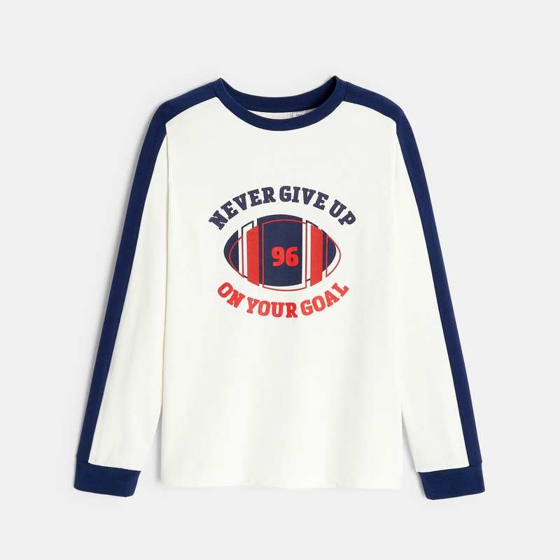 T-shirt manches longues rugby blanc garçon