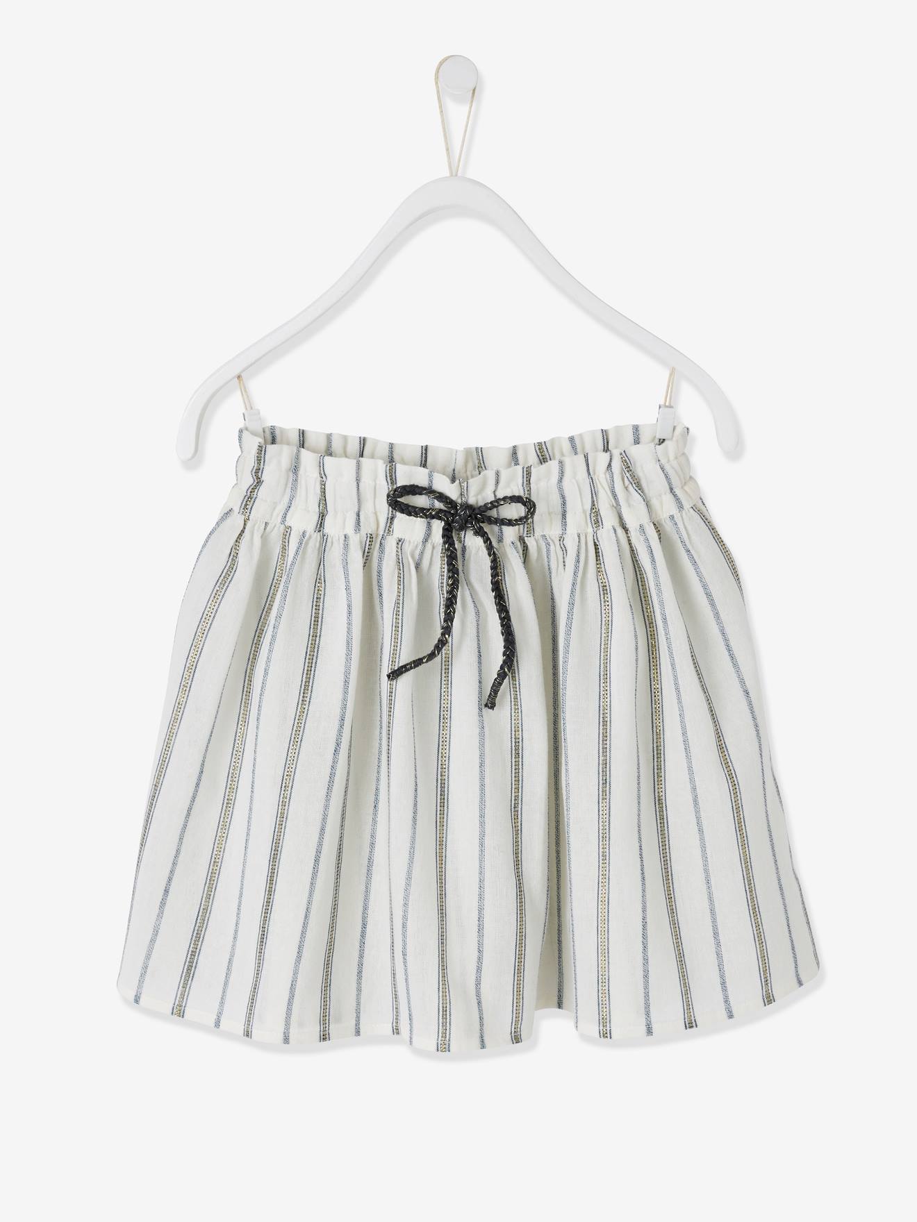 Jupe courte rayée fille gris ardoise rayé