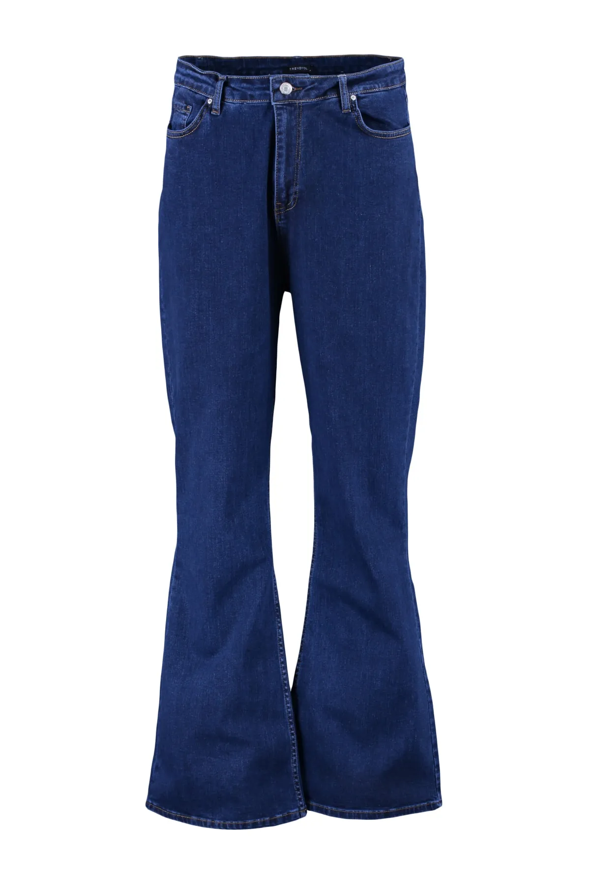 Trendyol Curve  Indigoblaue Jeans mit hohem Bund und spanischem Bein TBBAW23JE00001