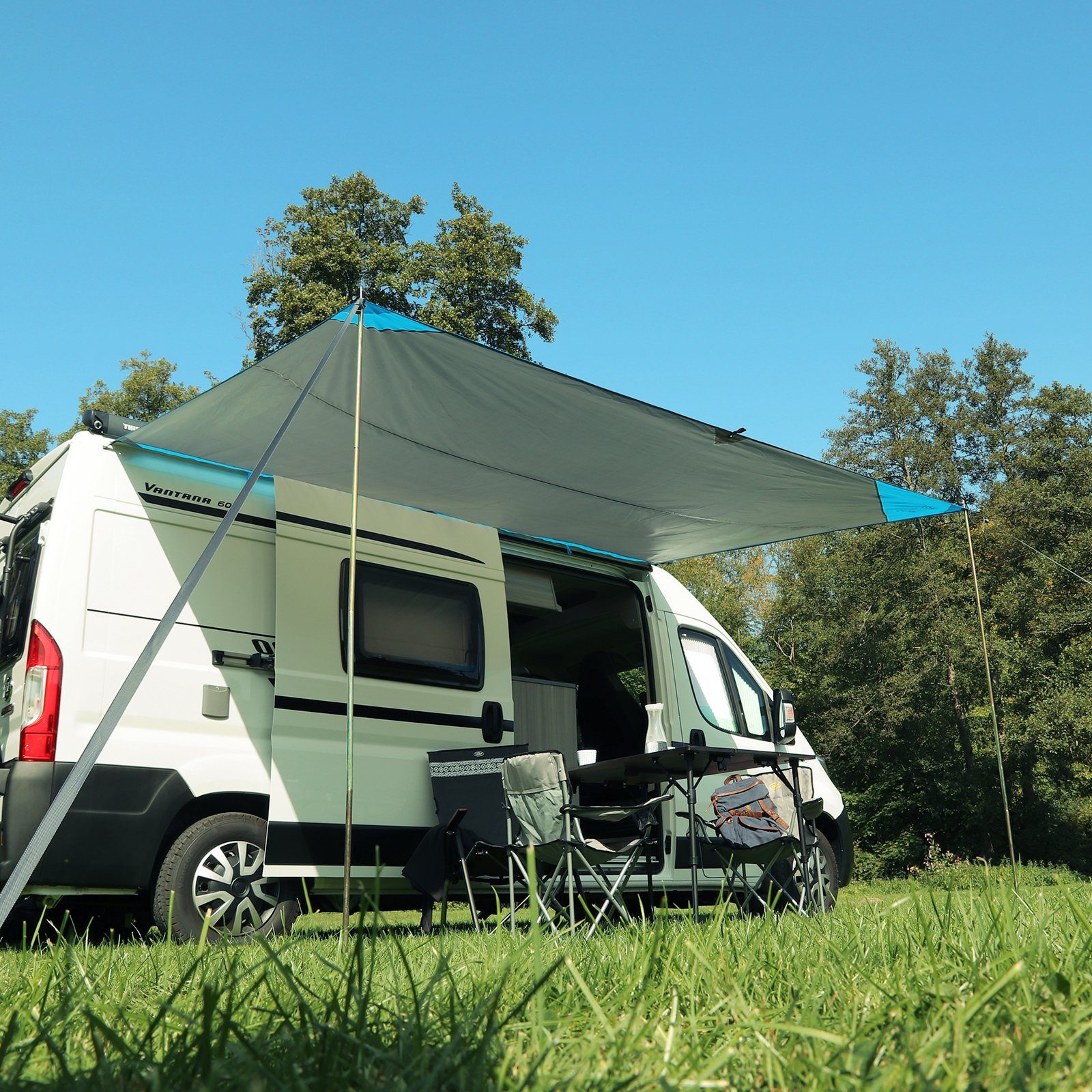 deiwo Sonnensegel Wohnmobil Wohnwagen Sonnensegel, grau, 2,50 x 2,4m, Wassersäule 2000mm