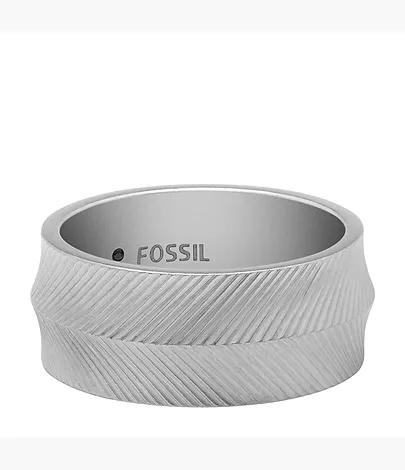 Fossil Ring Harlow Linear Texture Edelstahl
