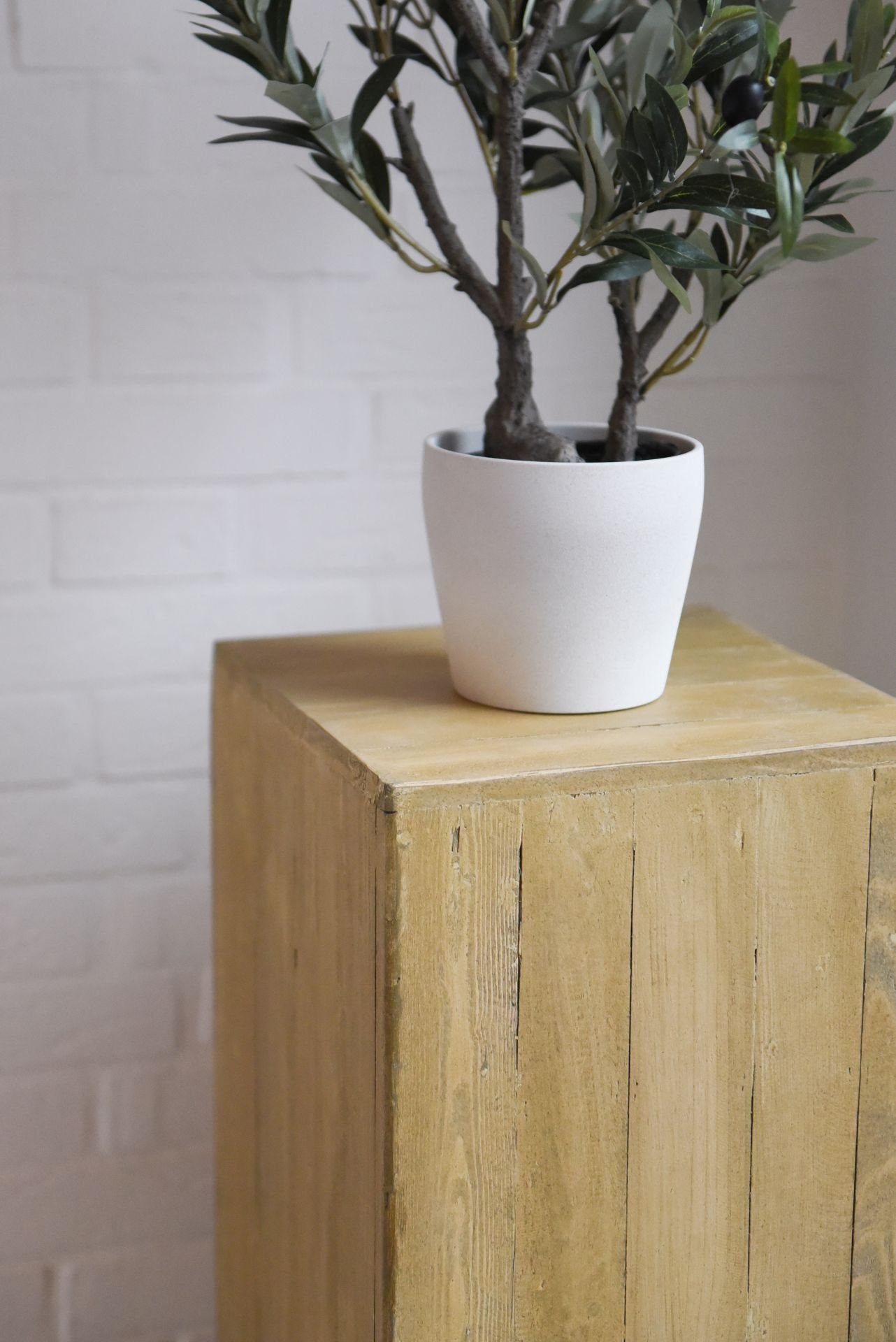 VIVANNO Blumenständer Sockel Stele Säule Holz PODEST Antik Braun - 30x30x100 cm