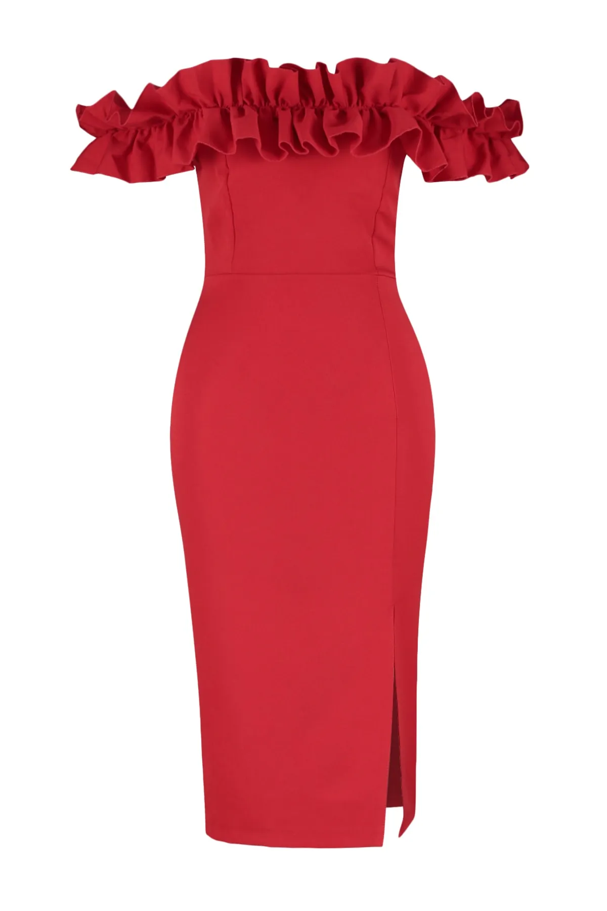 Trendyol Collection  Rotes, tailliertes, gewebtes, elegantes Abendkleid TPRSS21EL1515