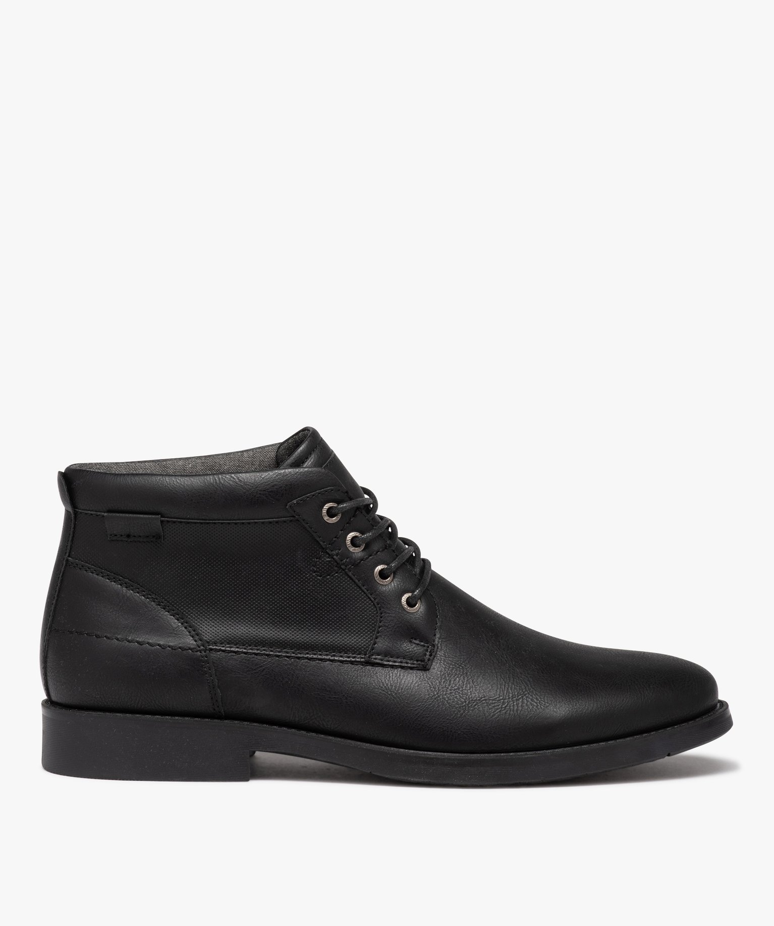 Boots homme unies style casual à lacets noir | GEMO