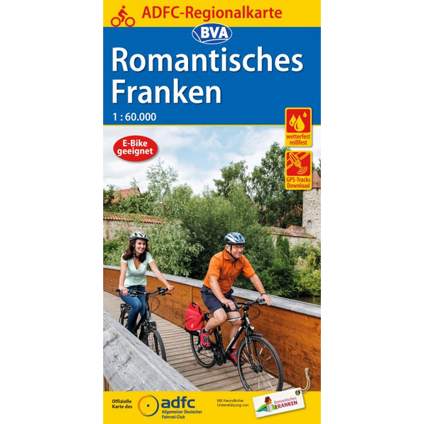 ADFC-Regionalkarte Romantisches Franken, 1:60.000, reiß- und wetterfest, GPS-Tracks Download - Fahrradkarte