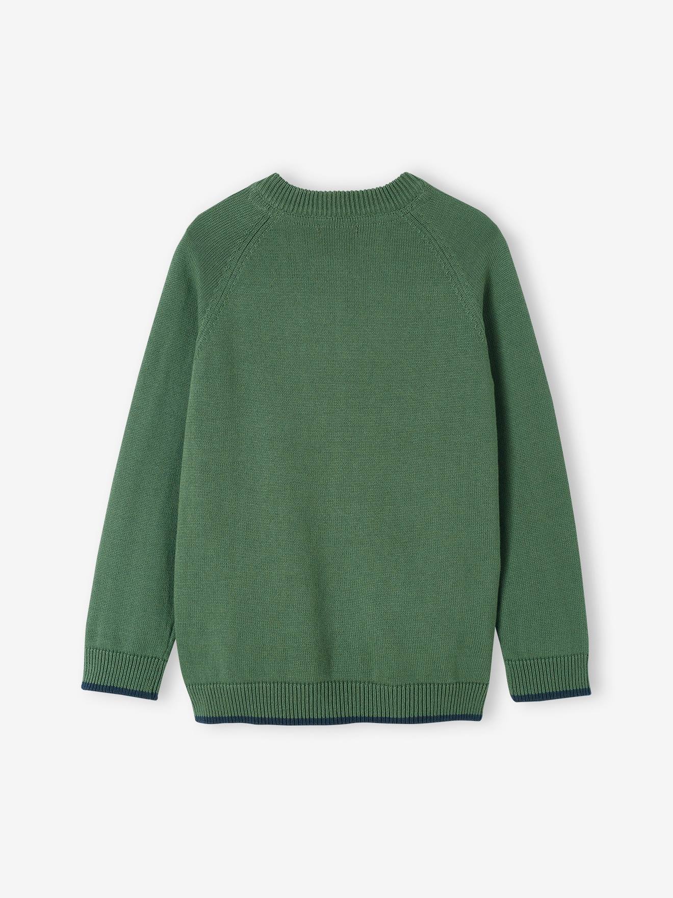 Vertbaudet Jungen Strickjacke im College, personalisierbar-Look Oeko-Tex - salbeigrün