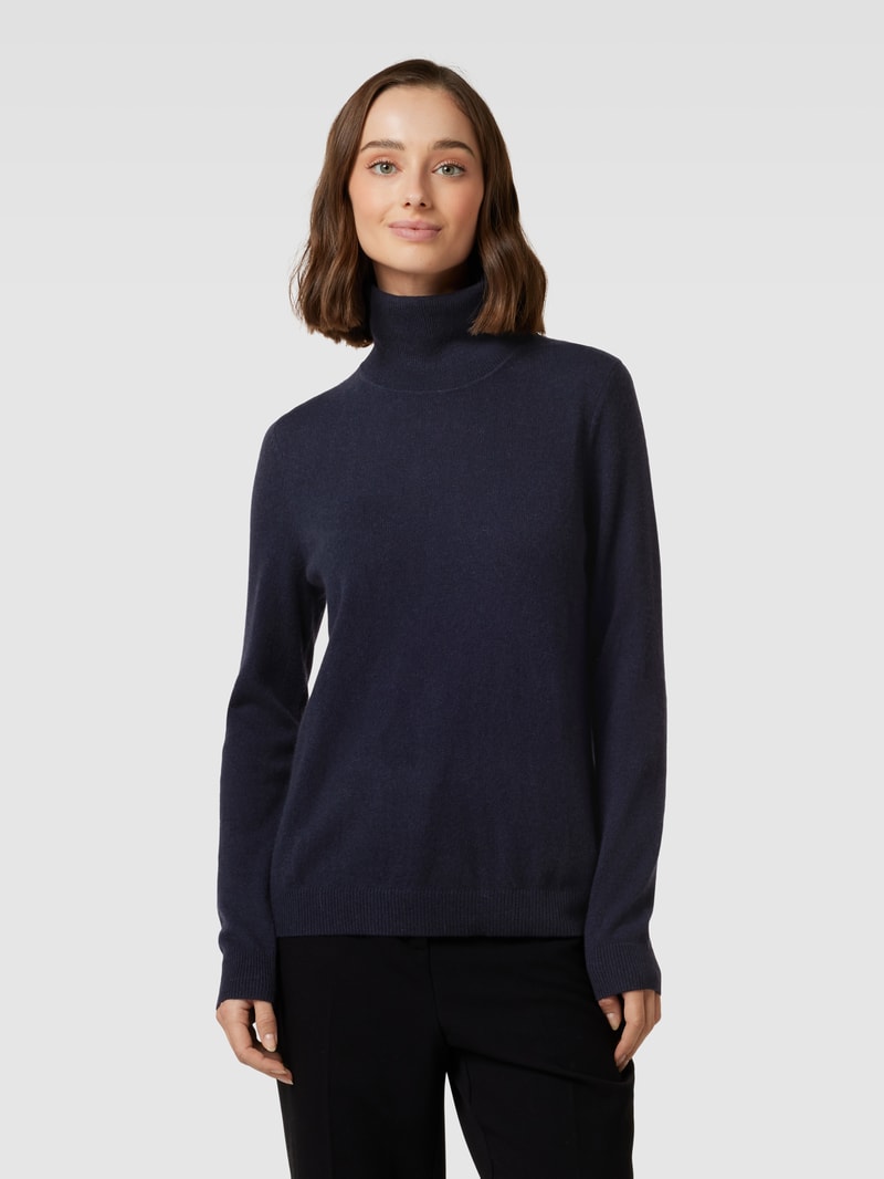 Kaschmirpullover in melierter Optik in dunkelblau
