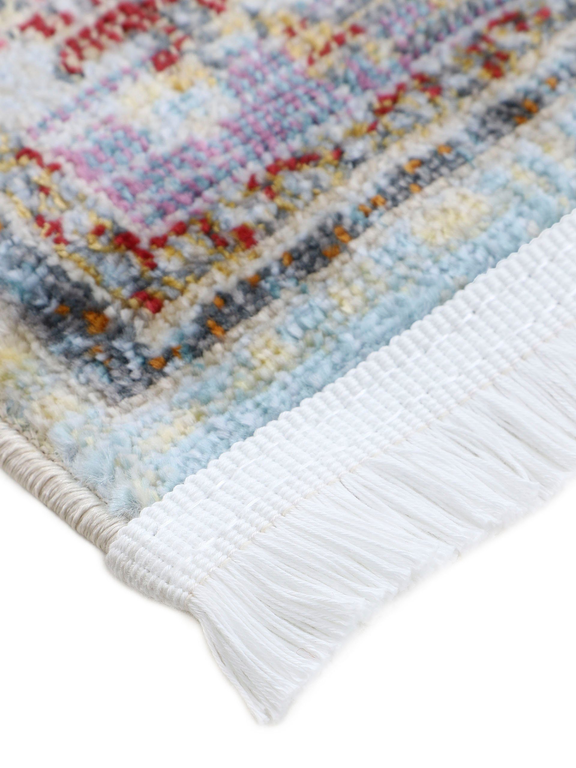 Teppich Esha, carpetfine, rechteckig, Höhe: 8 mm, Vintage Look, schöne Farben, mit Fransen, Wohnzimmer