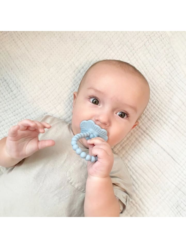 RaZbaby Baby Beißring Himbeere aus Silikon - Zahnungshilfe ab 3 Monaten in Grau günstig kaufen onesize