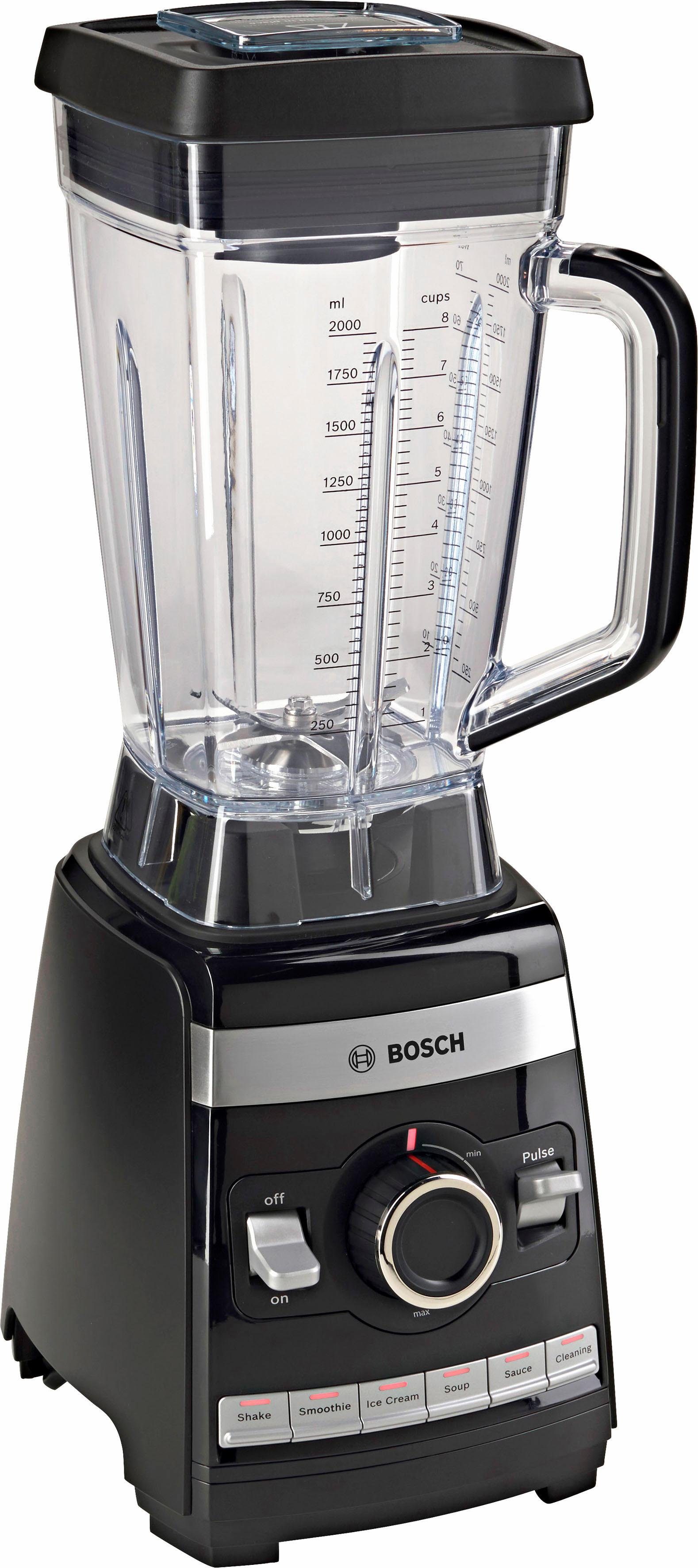 BOSCH Standmixer VitaBoost MMBH6P6BDE, 1600 W, 6 Programme, 6-Klingen Edelstahl, Stößel, Rezeptbuch, 45.000 U/Min