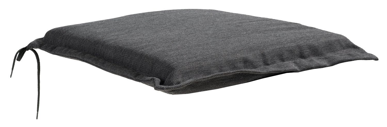 Hockerauflage OREGNA, Sitzkissen mit Bindekordeln, Grau, Made in Germany